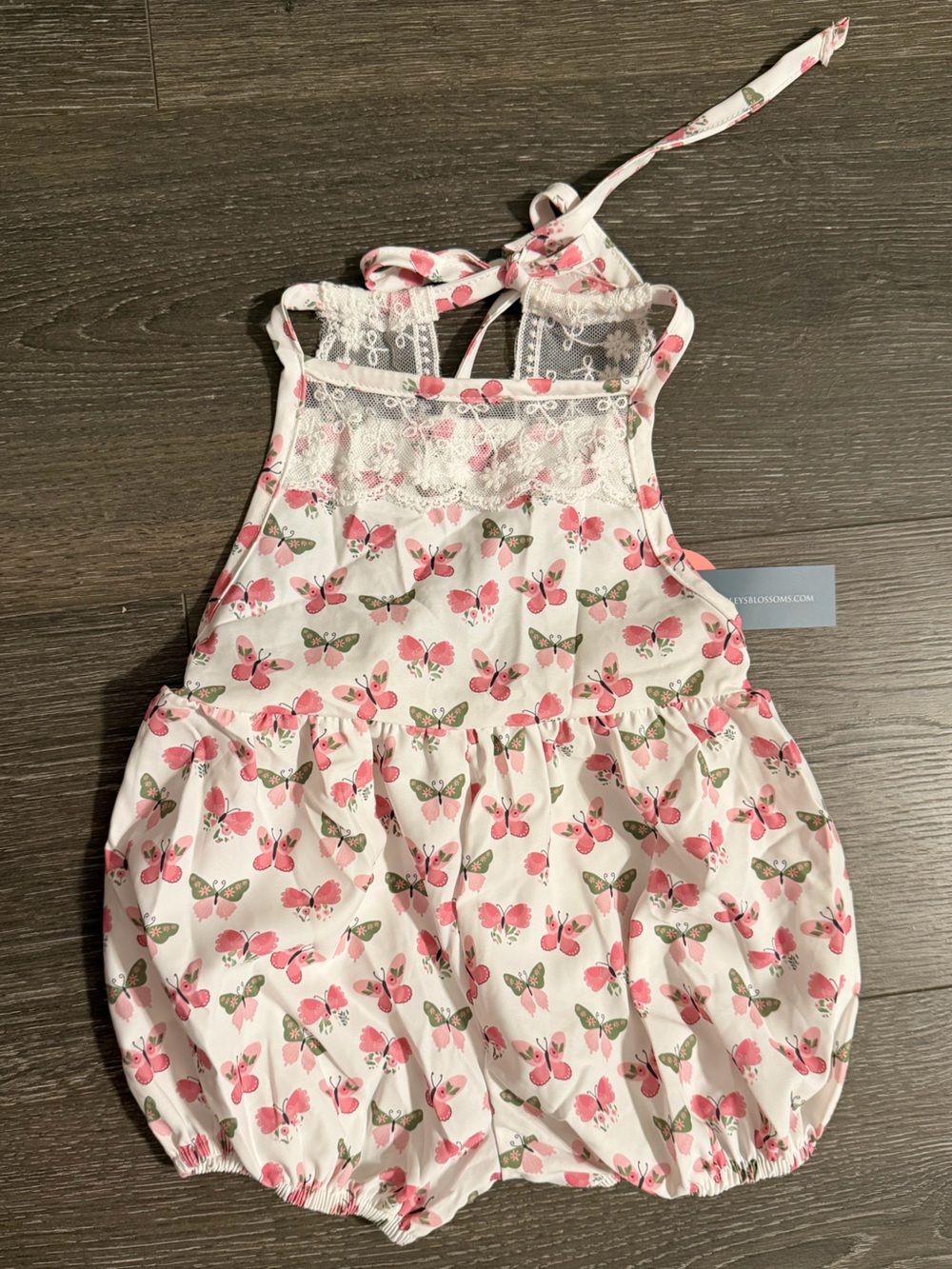 Bailey’s Blossoms Baby Girls Pink Butterfly Bubble Romper